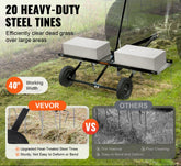 Tow Behind Dethatcher 40in with 20 Spring Steel Tines Lawn Dethatcher Rake for ATV or Mower Tow Behind Lawn Rake with Lift Handle for Garden Farm Grass